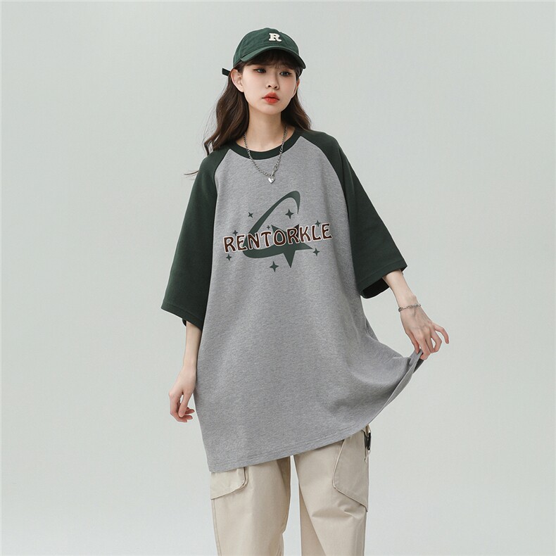 中性风23新款夏季时尚百搭宽松圆领印花潮流短袖T恤DT366P45控68,男装T恤,A247A