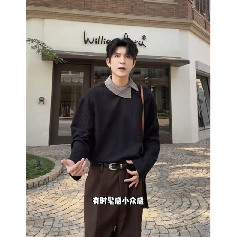 现货HT57-P55斜门襟肌理感男长袖新中式上衣男装高级感痞帅风,男装卫衣,星座1501-3