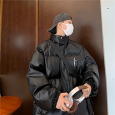 痞帅PU皮棉衣男2024新款冬季潮牌加厚防风外套J3348-P105，男装棉衣，星座1109-3