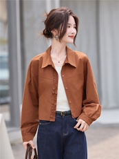 时尚翻领衬衫式薄款外套女2025秋季新款宽松百搭减龄花边拼接上衣，女装衬衫，丽影随形