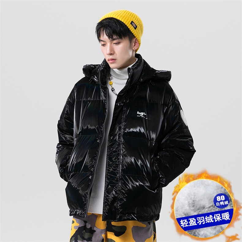 日系白鸭绒22冬季潮流亮面炫彩加厚保暖连帽羽绒服YR100P255控298，男装羽绒服，电商A247-1