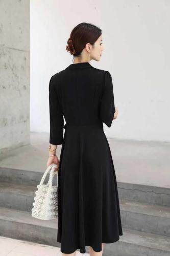 现货秋季新款西装领连衣裙，女装西装，千禾木