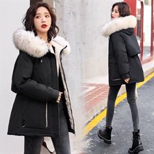羽绒棉服女中长款2020年冬新款韩版宽松连帽时尚棉袄棉衣外套，女装棉衣/棉服，瑶迪依秀