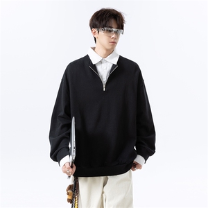 高克重格子条纹拉连V领时尚假两件拼接大码卫衣XZ301A WY2508图片