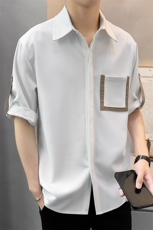 夏季轻熟店主小伙纯色宽松休闲短袖衬衫男衬衣A236-C03-P55-控68，男装T恤，电商A236