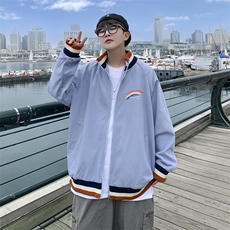 J908P30港风外景2024秋季撞色立领彩虹印花港风情侣夹克学生潮，男装夹克，电商A026-1