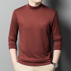 春秋季长袖T恤半高领打底衫男士中领卫衣纯色简约潮流体恤韩版男，男装T恤，钱塘6003（原4033）