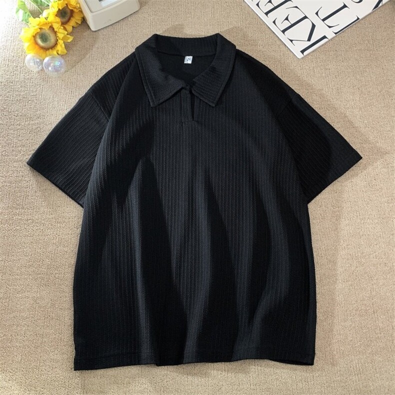 宽松纹理POLO衫男生五分袖KD674-P25,男装T恤,电商D312-1