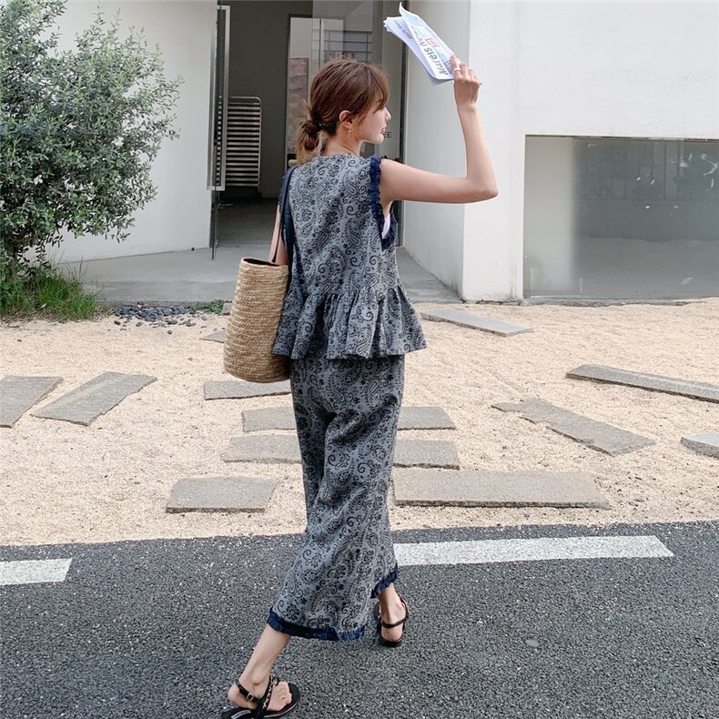 夏季无袖衫阔腿裤试试两件套女,女装套装/套裙,秋水欣儿