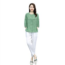 2022夏季新款优雅气质小圆领简约时尚休闲舒适，女装衬衫，超帛