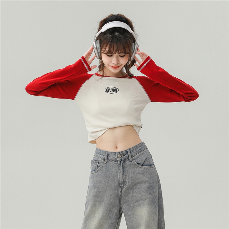 中性风插肩袖设计S立体贴标短款印花字母卫衣女WY77079特P17控48，男装卫衣，星座226-1