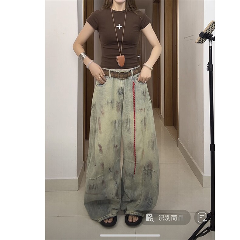 男女同款牛仔裤复古色长裤A44-P55,男装牛仔裤,电商D312