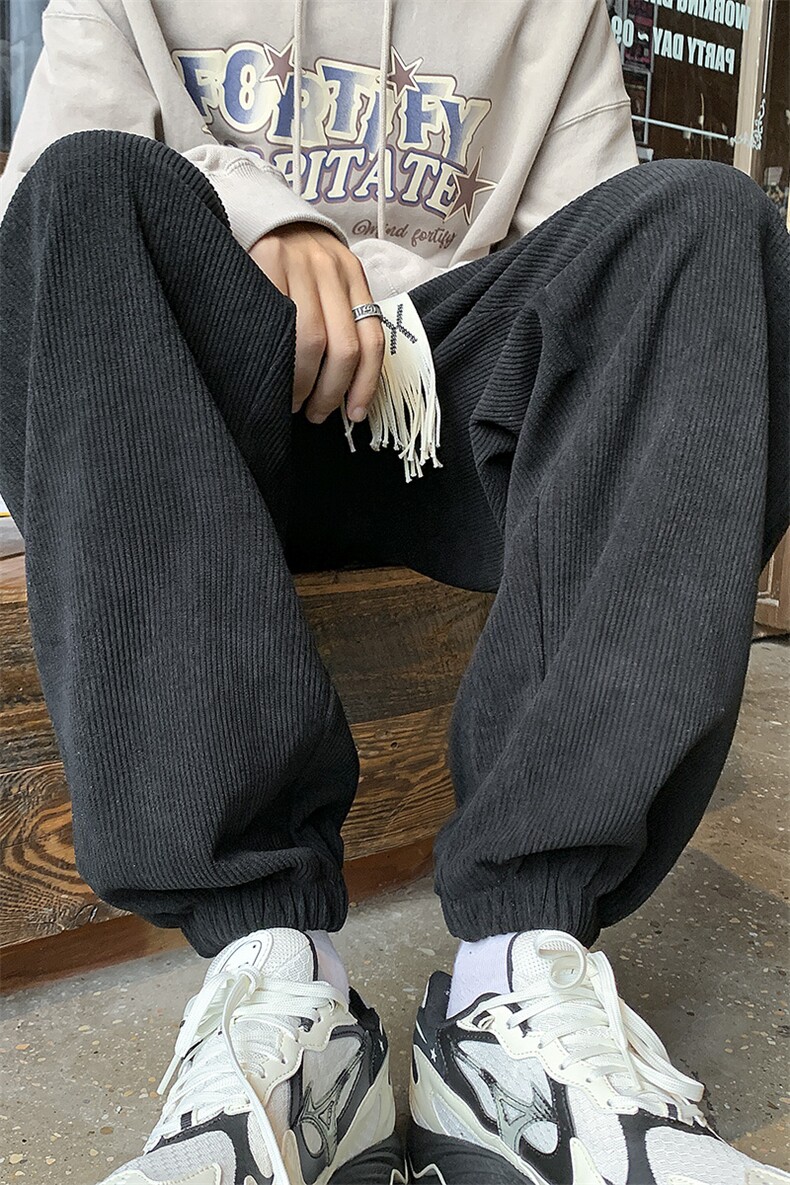 主推休闲裤男宽松港风直筒灯芯绒阔腿裤416B-KL286-P55限68,男装休闲裤,星座416B-1