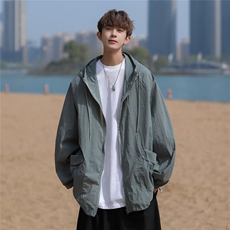 夏季防晒衣男韩版潮流连帽纯色帅气2023新款百搭ins外套W4789-P38，男装防晒衣，星座412-2