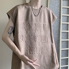 麂皮绒背心高街凹凸字夏季潮牌无袖背心XB11118-P40，男装背心/马甲，电商A042