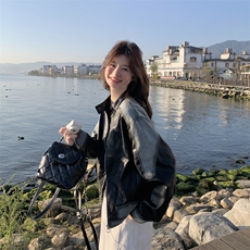 2025瑞2C278-秋新款皮衣撞色短外套P188-K268，女装短外套，2C278