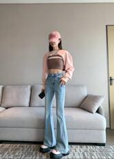 2025新款窄版喇叭裤显瘦显高女时尚潮流百搭，女装牛仔裤，宸诺服饰