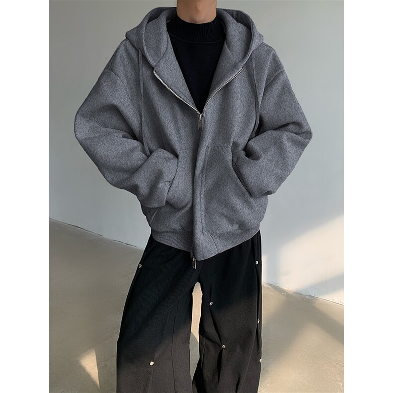 现货！24秋冬加厚极简韩式慵懒阔版毛呢夹克风衣外套JK83-p135,男装夹克,电商B288