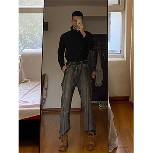 自家图，配马丁靴的裤子男款秋冬侧拉链cleanfit牛仔裤-KZA50-P60图片