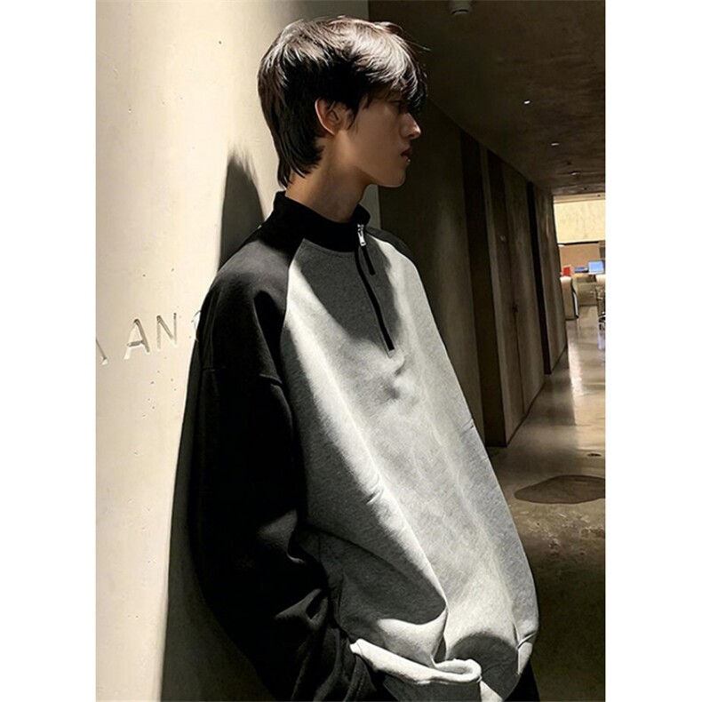 半拉链德绒撞色长袖t恤男春秋季休闲男生打底衫上衣TY17,男装T恤,星座1116A（原606A-3）