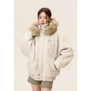 现货 美式宽松大毛领呢子夹棉加厚棉服MY2259/特P105图片