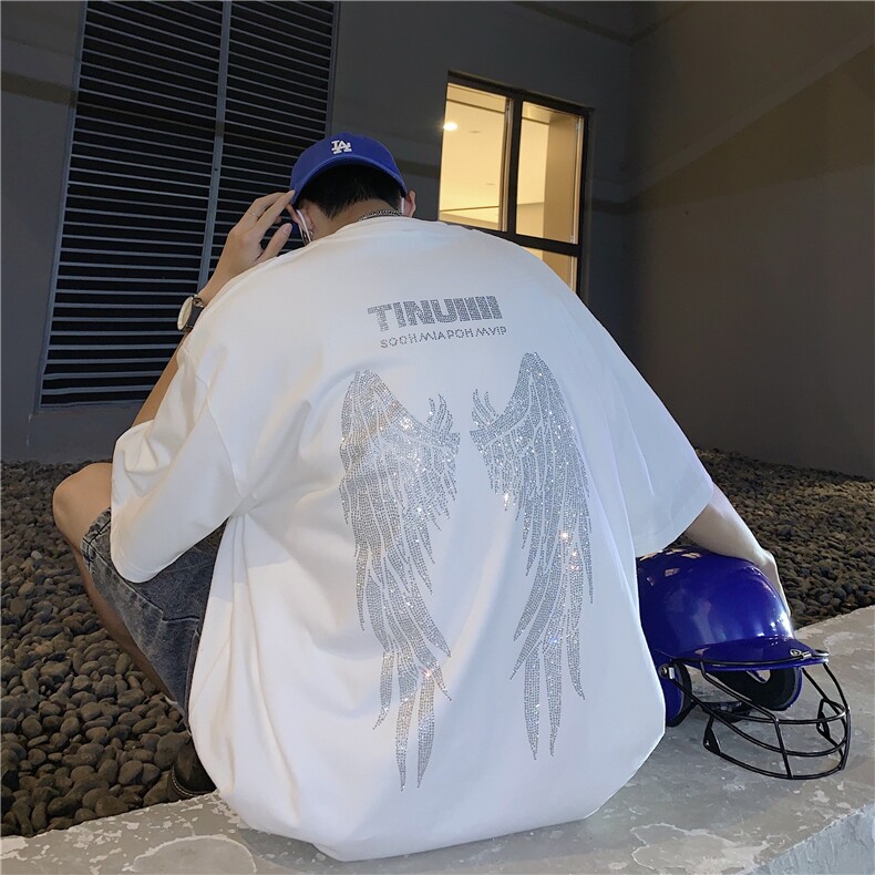 T恤潮流圆领男港风烫钻2026夏季新款短袖时尚B299-X5301-P45-控65,男装T恤,电商A061-1