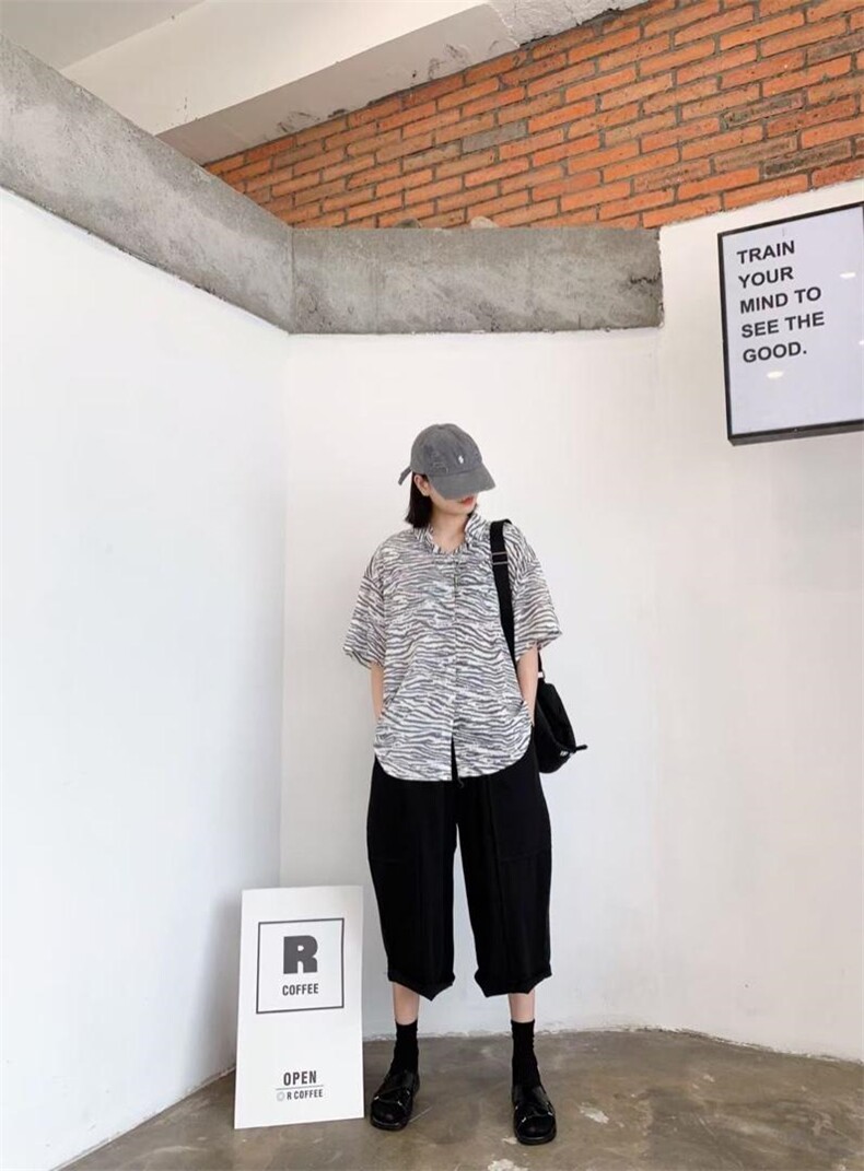 斑马纹衬衫，女装衬衫，S·F·R