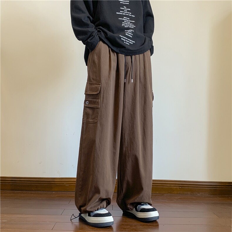 工装裤男美式高街复古潮牌宽松阔腿休闲拖地长裤QK240-P38,男装休闲裤,星座1001-1