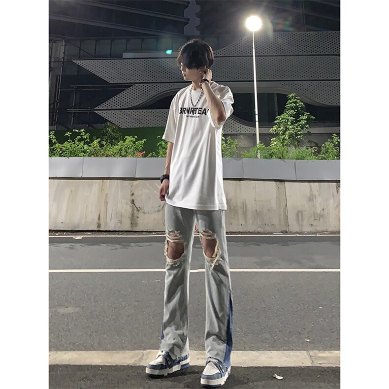 美式高街ins小众破洞牛仔裤货号K751P60图片