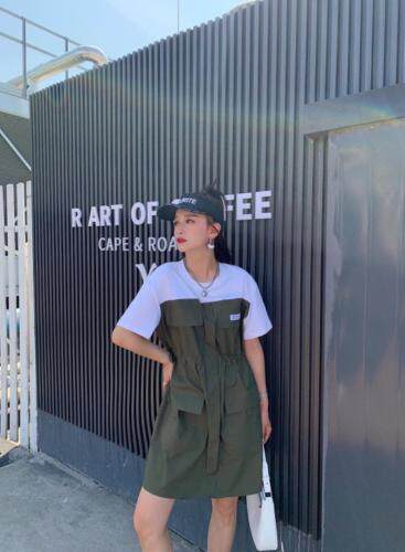 夏季新款 韩版拼接连衣裙,女装连衣裙,红头发儿