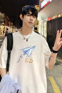 短袖男t恤纯棉夏季宽松2025新款打底衫大码青少年体恤潮TX416-P25图片