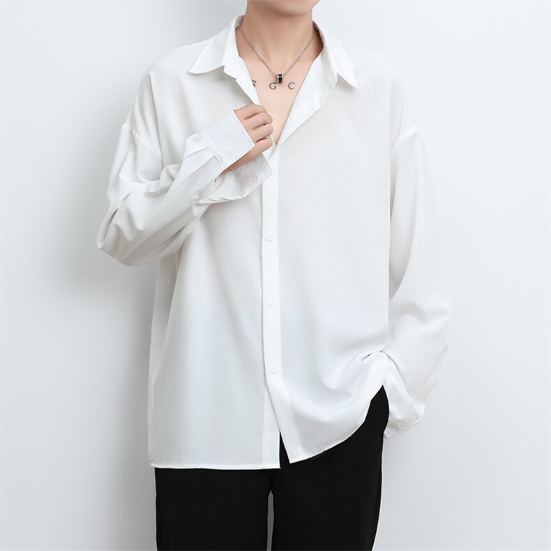 港风大码美式vibe潮牌痞帅翻领长袖衬衫男 XZ213-CS8807-P55控68图片