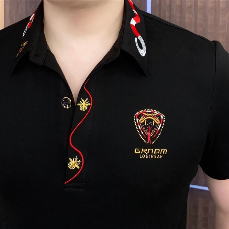 1506-1/TD3101/P29货夏季新款男士刺绣翻领短袖T恤百搭休闲修身,男装T恤,星座1506-1