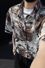 特批P25无差价夏季冰丝冰感顺滑扎染短袖衬衫男大码外套CD5484，男装衬衫，电商A001-1