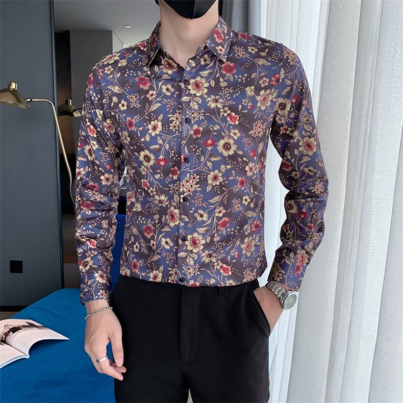 春秋季男士个性痞帅印花长袖衬衫修身韩版上衣301A-1/C22/P55,男装衬衫,星座301A-1