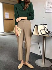 〖现货〗高腰显瘦通勤小脚西裤，9分裤版型休闲好驾驭，后半松紧，其它，炽元素