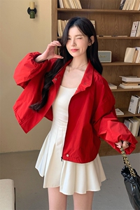 【现货】大红色夹克冲锋衣短外套2c086-2533p125K188图片