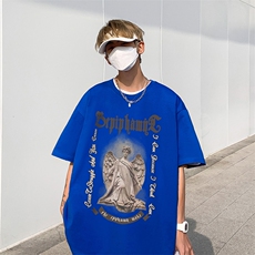 B239-1212-P28欧美式天使雕像个性印花夏季高克重半袖短袖t恤，男装T恤，星座514-2(原B239)