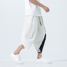 2025夏款泡泡格风复古民族风冰丝速干透气七分裤K387-P45，男装牛仔裤，电商A057B