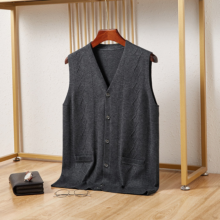 BNK-2201钱塘2020-2秋冬新款中老年男士立领纯色针织背心马甲P67，男装背心/马甲，钱塘207-2
