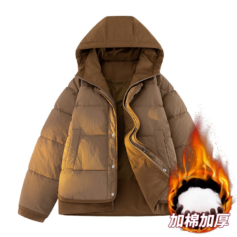 白底冬季加绒加厚假两件连帽男士防水保暖棉服A406MY8829P108,男装棉衣,星座309（原A406）