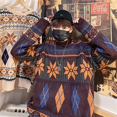 民族风毛衣男潮牌ins韩版宽松慵懒风线衣外套秋冬复古套头针织衫，男装针织衫/毛衣，星座506A