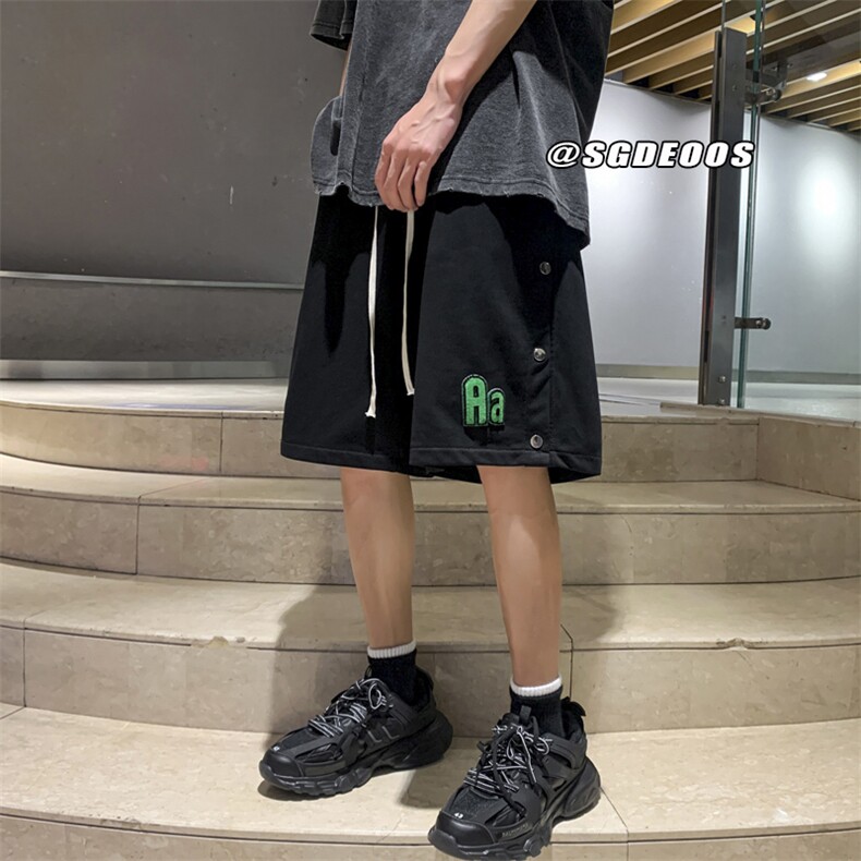 2023夏季排扣短裤潮牌宽松休闲裤运动裤313A-1-KK285-P45控价58,男装休闲裤,星座808A-1