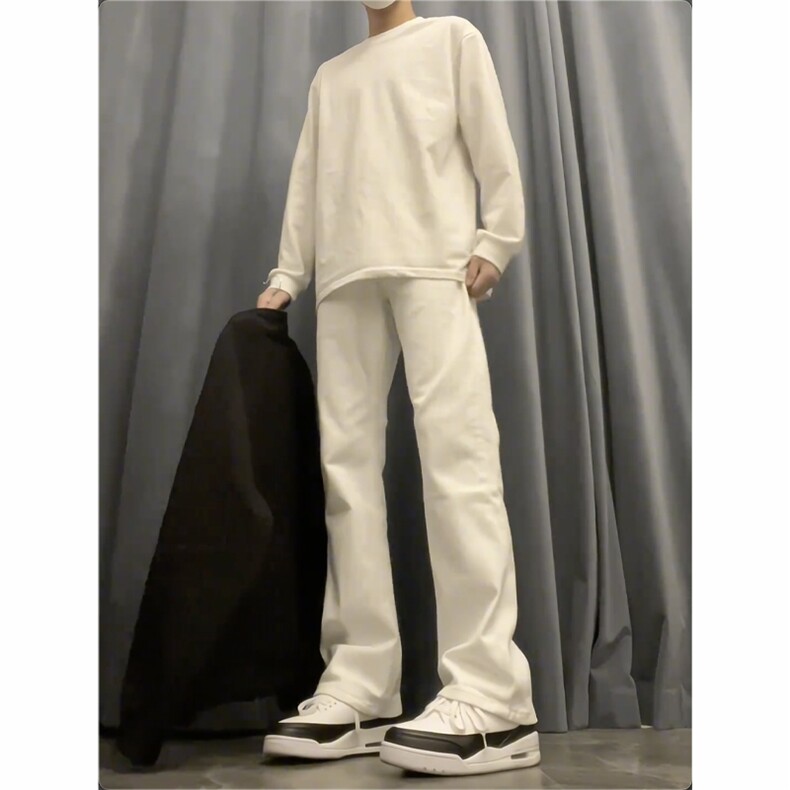 白色牛仔裤男cleanfit微喇裤子KZBNZ01-P53,男装牛仔裤,星座1007（原301D）