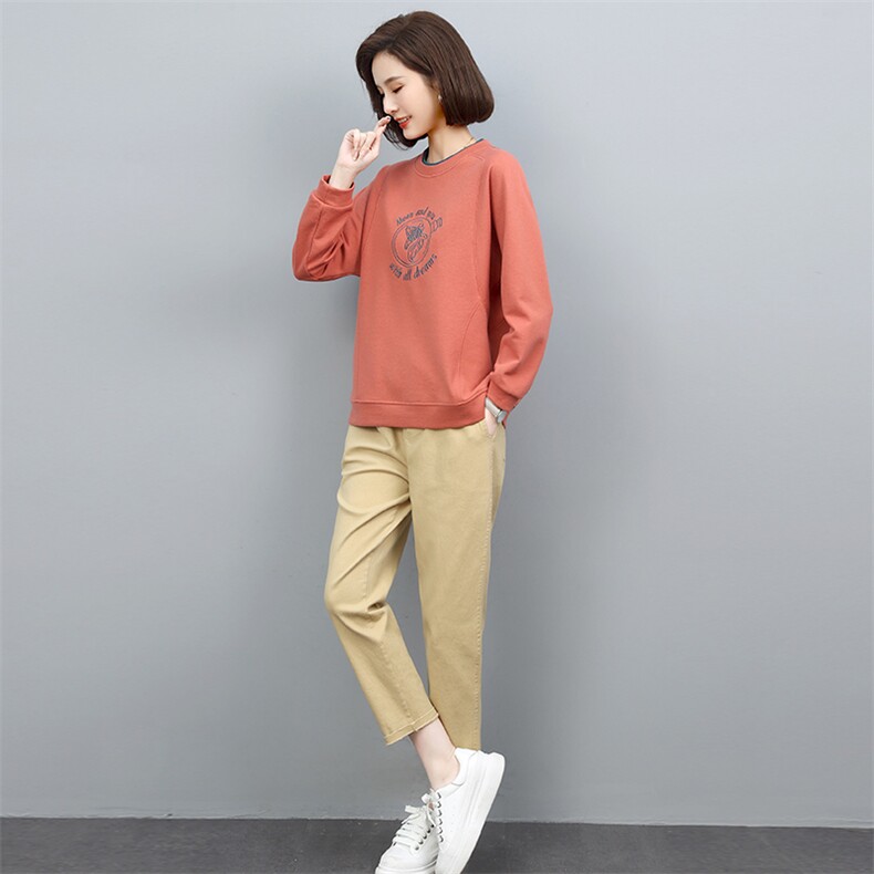 2022年春秋季新款套装女休闲气质百搭韩版时尚卫衣两件套装裤子棉，女装套装/套裙，忆绮罗