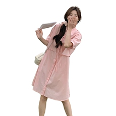 法式俏皮减龄假两件连衣裙女2025夏季新款韩版收腰显瘦衬衫短裙子，女装连衣裙，浙宝192（原082）
