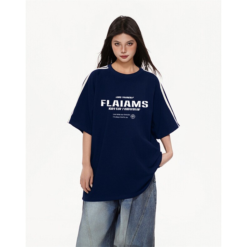 抖音得物高品质二开240克宽松纯棉美式潮牌三条杠织带短袖T恤，男装T恤，电商A486