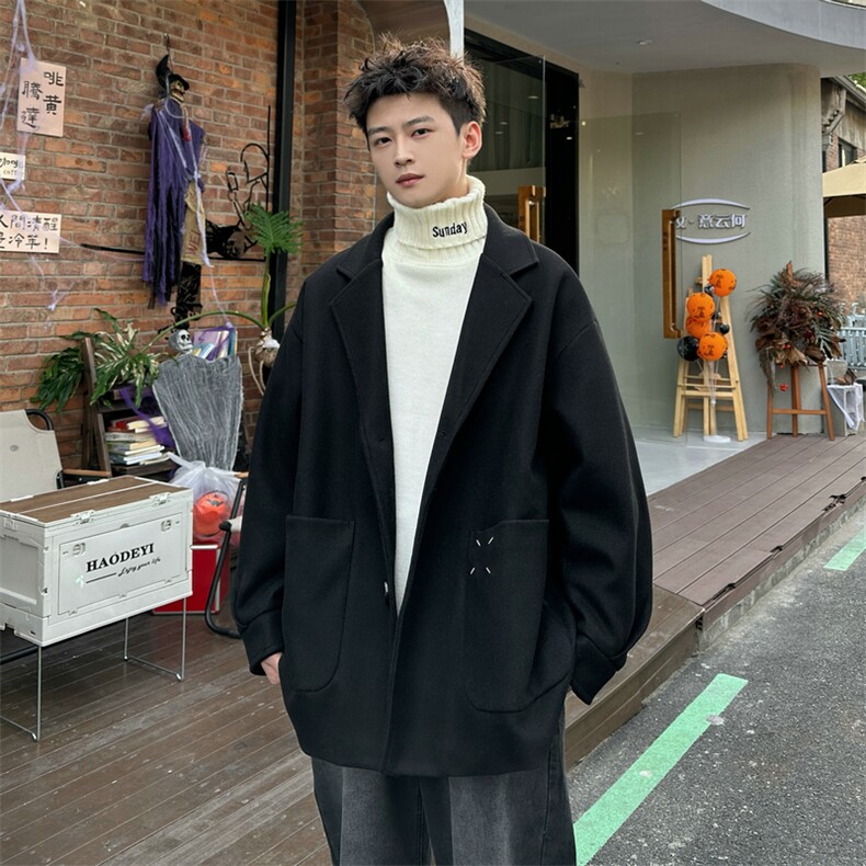 加绒加厚毛呢大衣西装外套潮504-F61-P75控118（加绒P85控128）,男装毛呢大衣,星座504