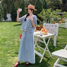 夏装新款！大量现货！蕾丝拼接牛仔两件套2C133-8918P170K238，女装套装/套裙，2C133
