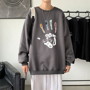 Y2460P38新款21年秋圆领卫衣男大码韩版宽松长袖外套男 港风卫衣图片